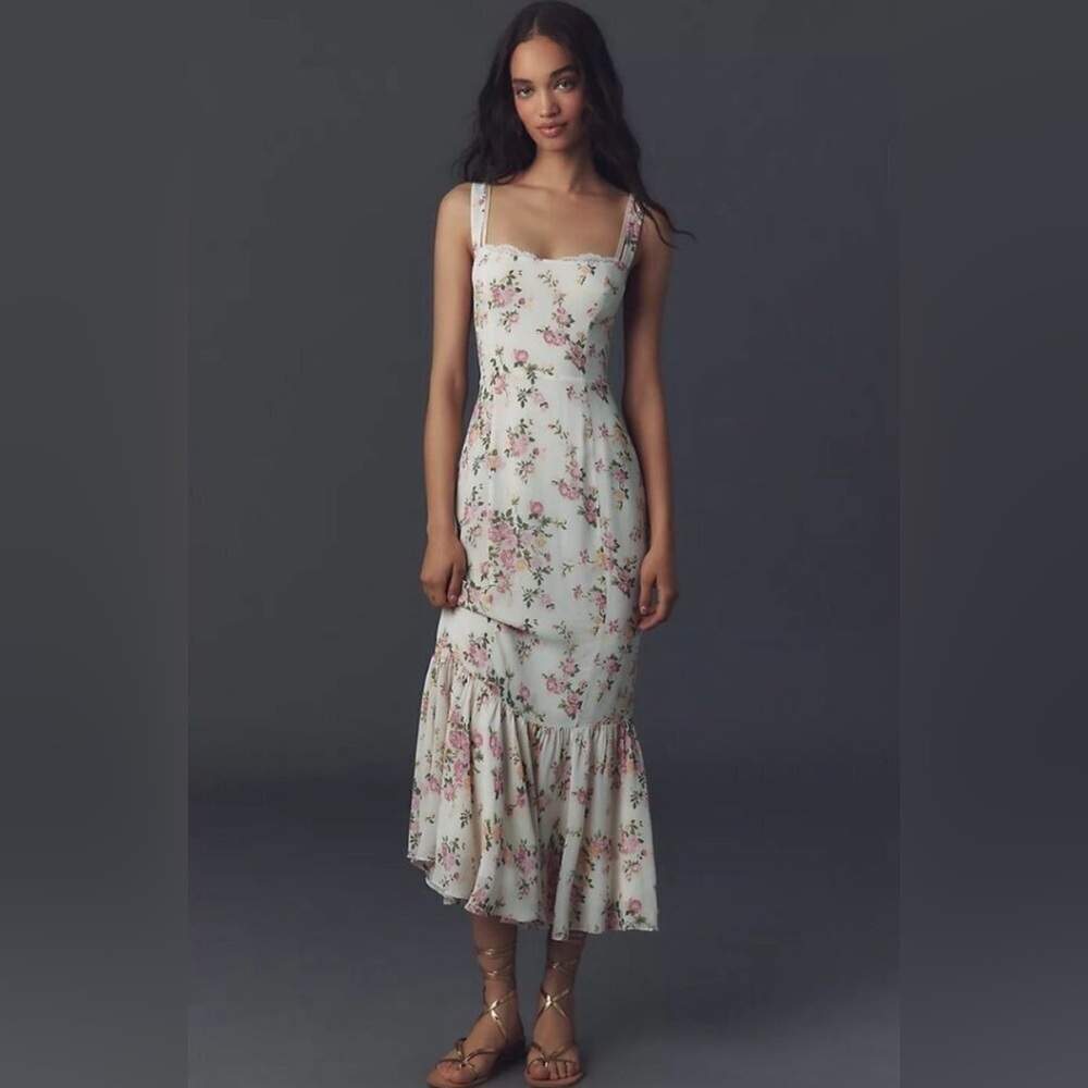 Reformation Irisa Floral Trumpet Dress